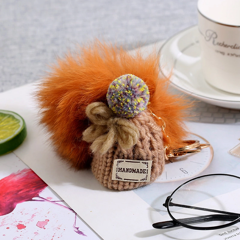 针织帽子毛球钥匙扣挂件挂坠汽车钥匙配饰个性ins百搭背包挂饰细节图