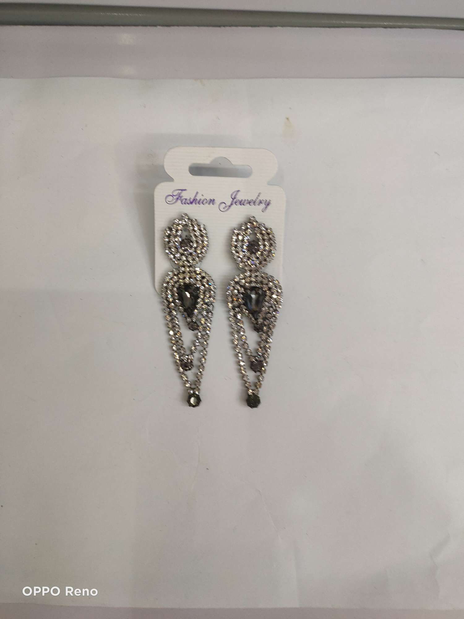 Stylish rhinestone glass drop earrings thumbnail