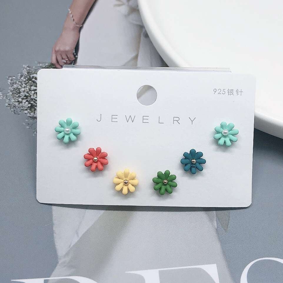 925 silver needle stud earrings, color-preserving stud earrings, small flower stud earrings