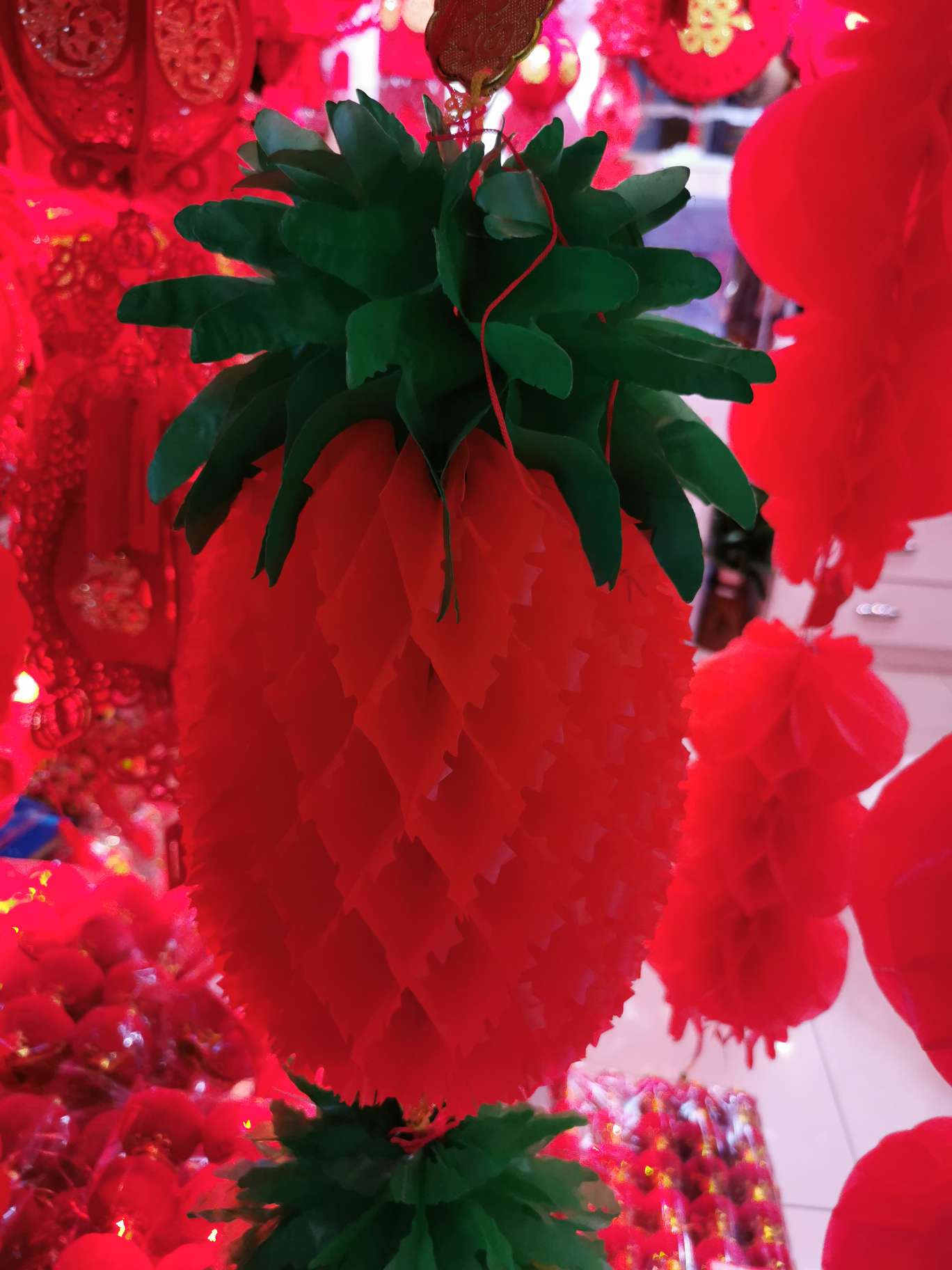 New Year supplies: plastic paper lanterns, pineapple paper lanterns