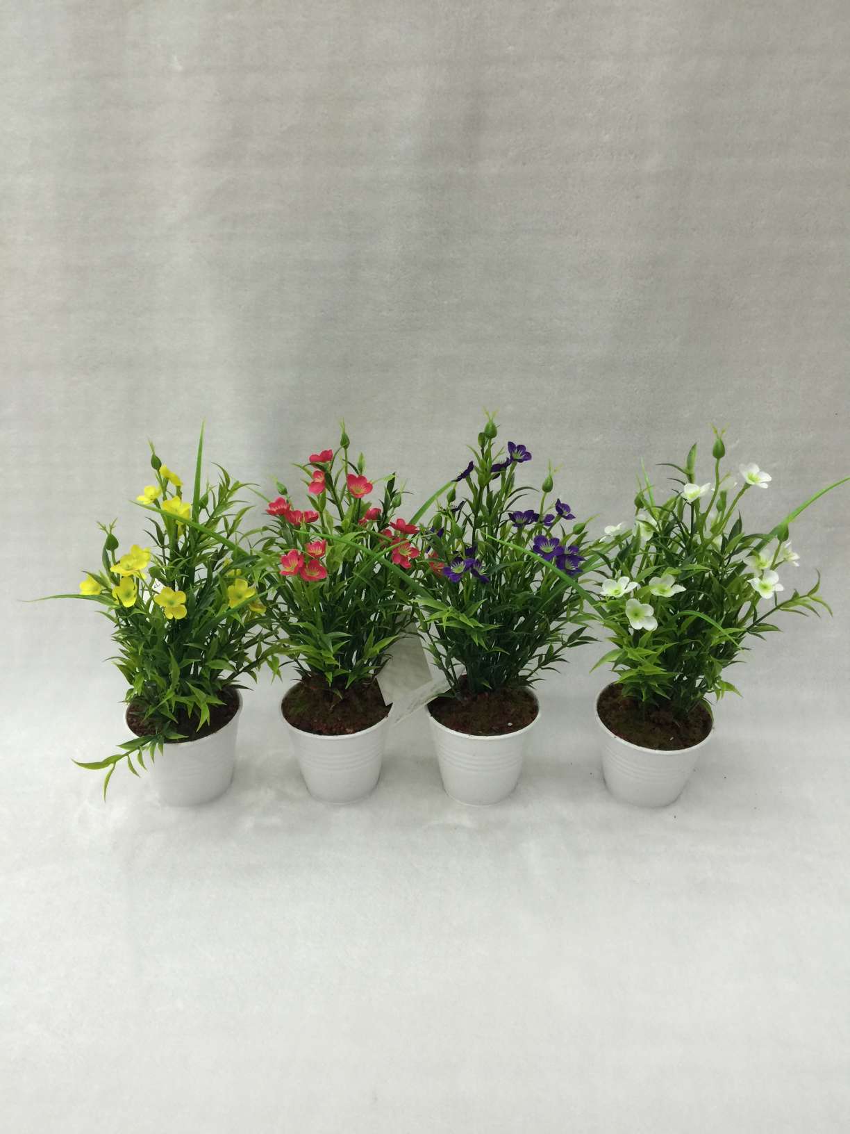 Potted five plum blossoms with bamboo leaves and grass cloth thumbnail