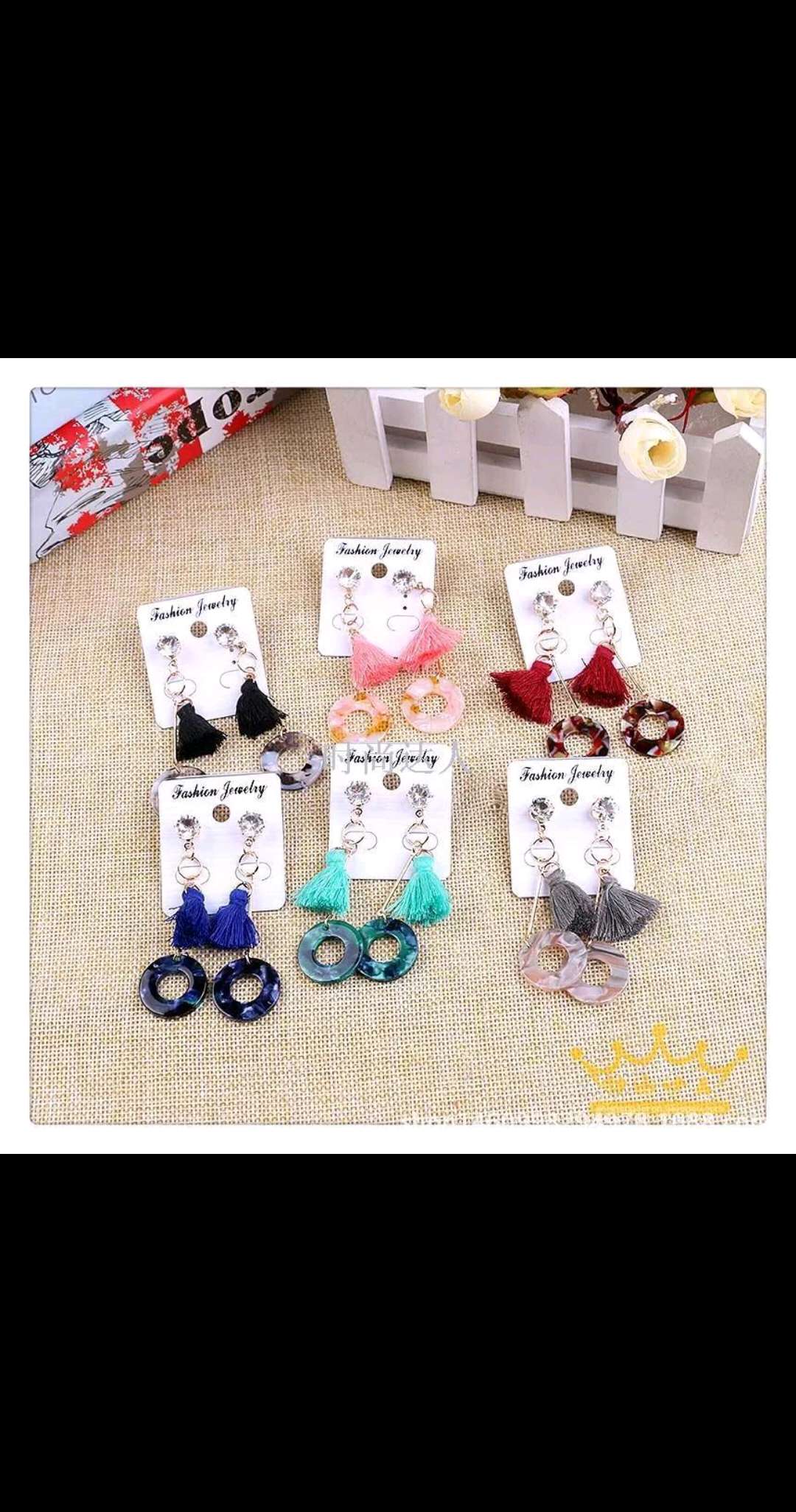 DIY手工制作饰品配件幻彩醋酸单孔镂空圆个性耳环耳饰耳坠图