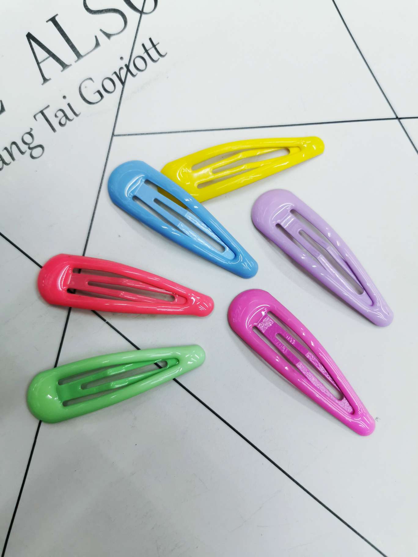 Instagram Celebrity 5Cm Drop Oil Drop Clip Diy Hair Accessories Candy Color Drop Glue Bb Clip Korean Version Everything Hair Clip Edge Clip Bangs Clip Manual Clip Material Specification drawing