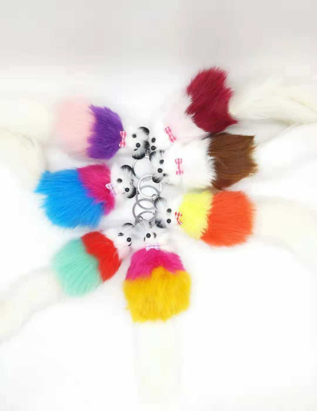 新爆款仿毛捏叫狐狸公仔挂件 韩版毛绒挂饰批发 包包挂件钥匙扣细节图
