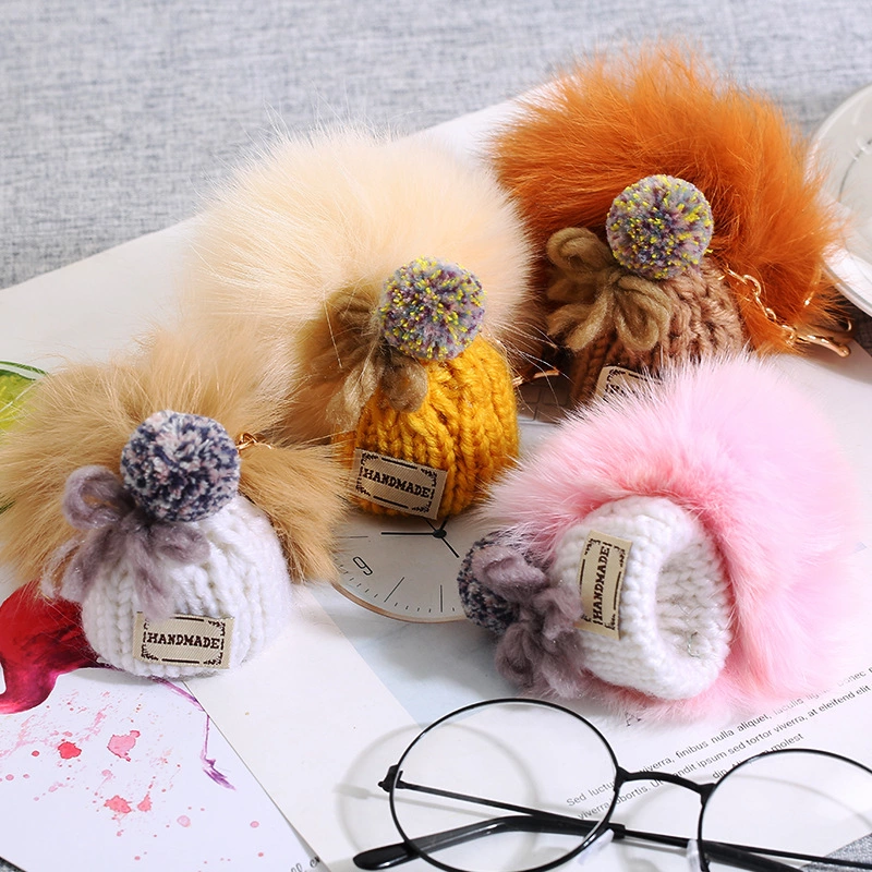 针织帽子毛球钥匙扣挂件挂坠汽车钥匙配饰个性ins百搭背包挂饰产品图