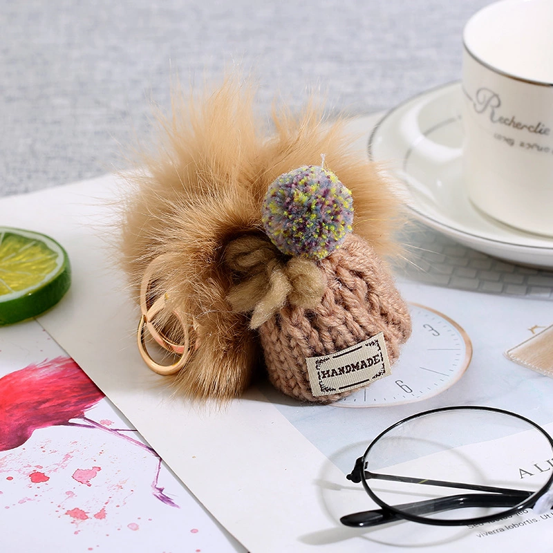 针织帽子毛球钥匙扣挂件挂坠汽车钥匙配饰个性ins百搭背包挂饰详情图9