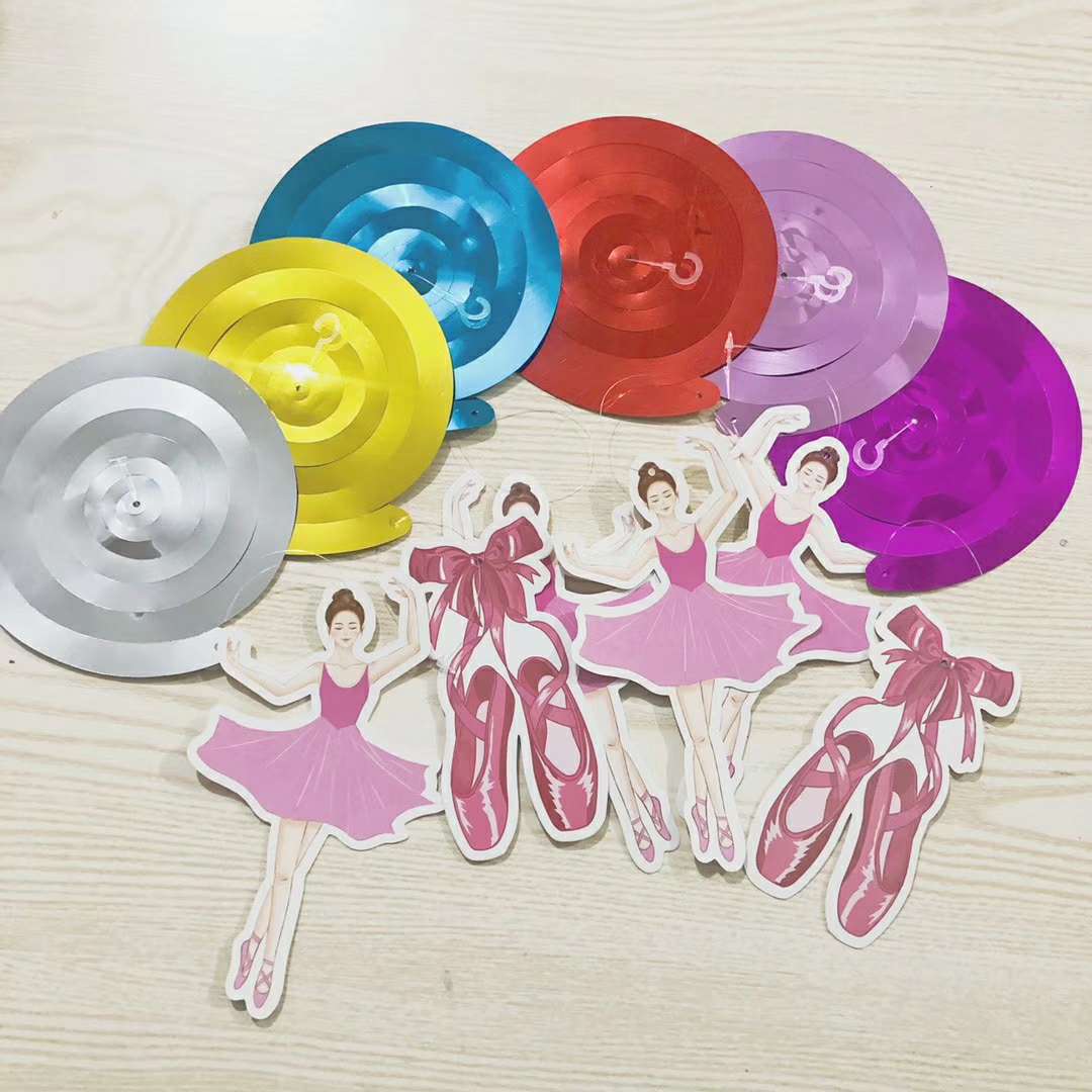 Wholesale of spiral hanging and colorful stripe latte art party decorations for dancing girls Specification image