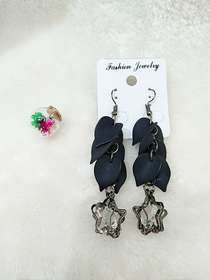 Leaf earrings long small fresh tassel temperament artificial pearl pendant earrings