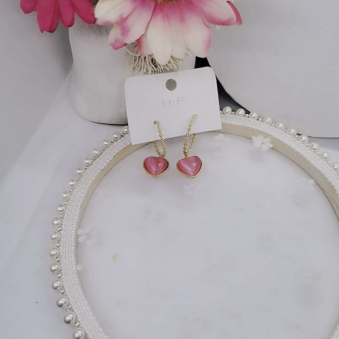 Cross border bride set opal jewelry European and American wedding dinner set with double love opal earrings necklace simple earrings thumbnail