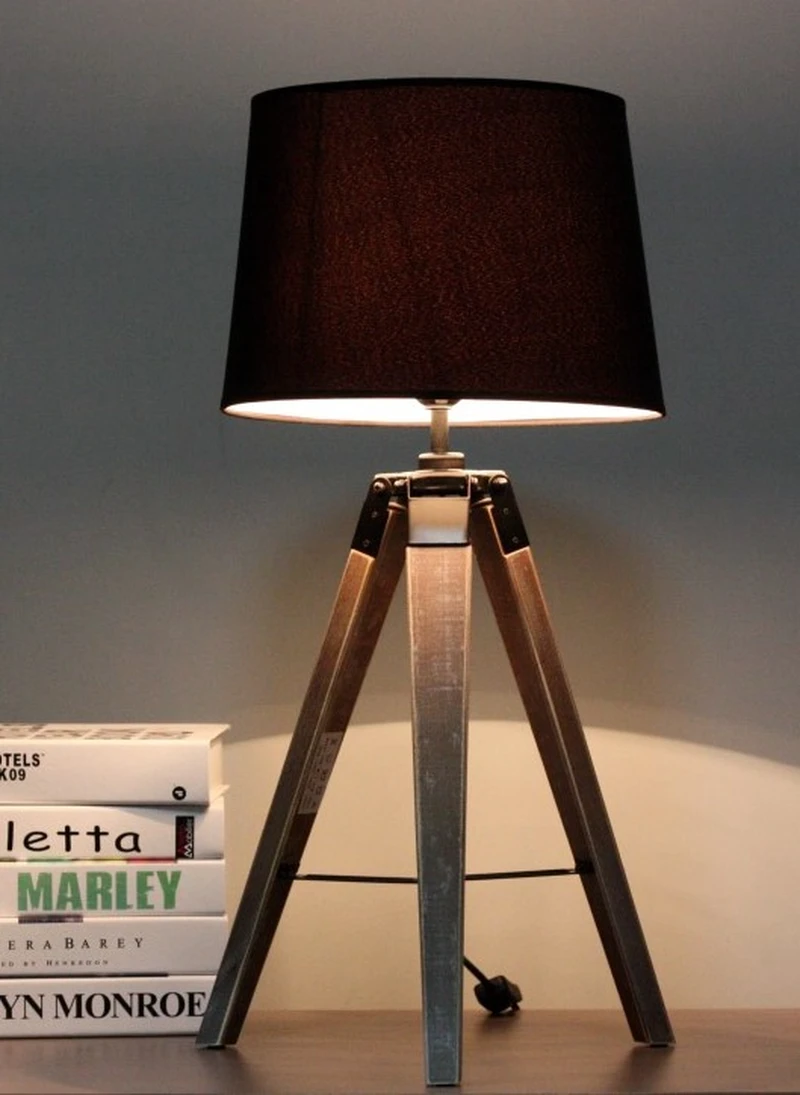 Solid Wood Three Stand Table Lamp Fabric Table Lamp Interior Decoration Light