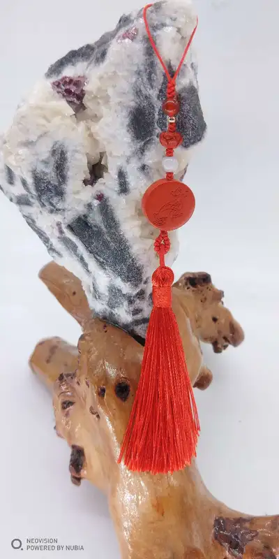 High Content Vermilion Lotus Multi-Purpose Pendant Car Key Mobile Phone Chain Cheongsam Cheongsam Hanfu Pressure Skirt Fringe Fringe Pendant Retro Chinese Style Chinese Style Brooch Pendant