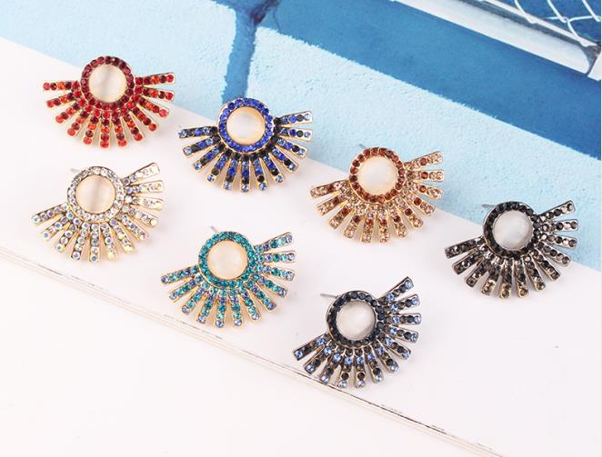 The latest fashion fan-shaped multicolor earrings