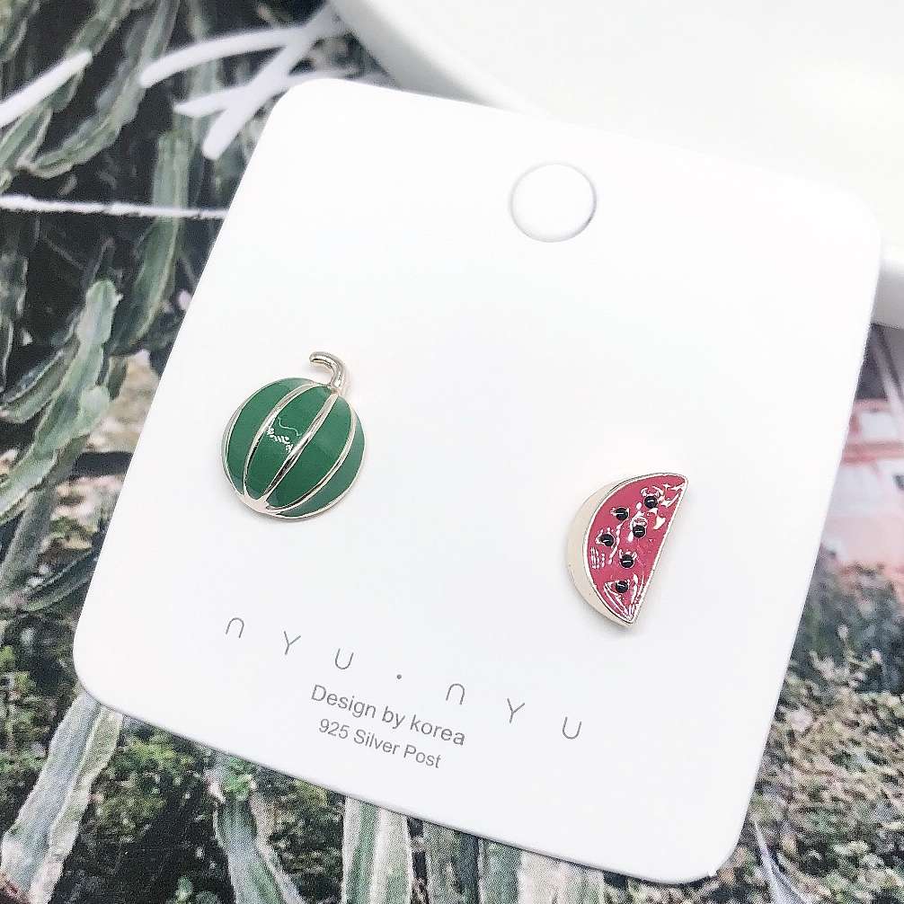 925 Silver needle stud earrings, color-preserving stud earrings, watermelon stud earrings