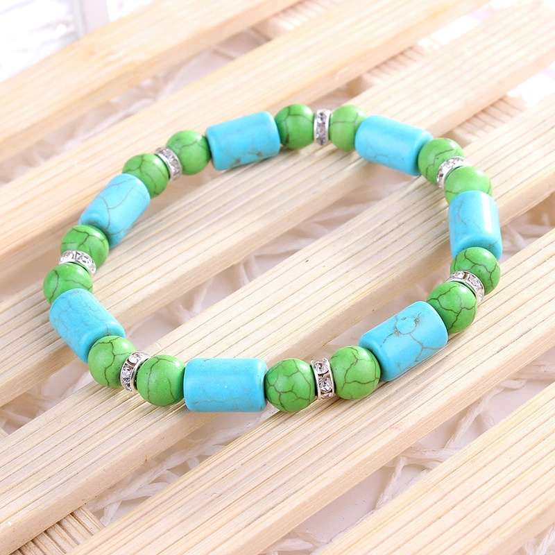 Original beaded simple jewelry for European and American foreign trade, wholesale of women's jewelry on AliExpress, personalized turquoise bracelets details Picture