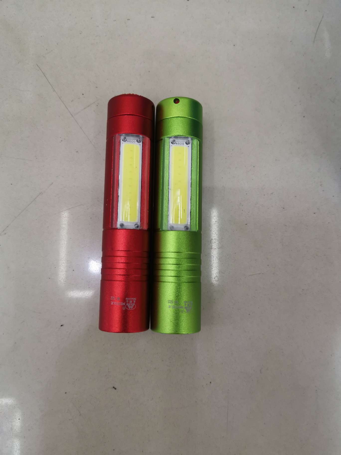 美斯乐新款铝合金带COB侧灯电池款小手电多色可混