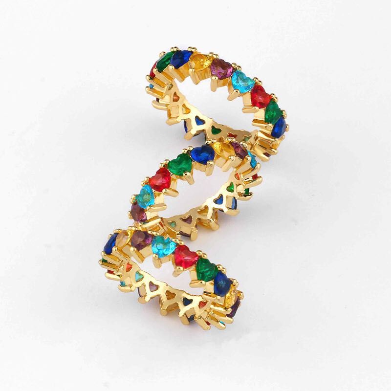 for angel/European and American Instagram simple and beautiful colored heart-shaped white stone heart ring