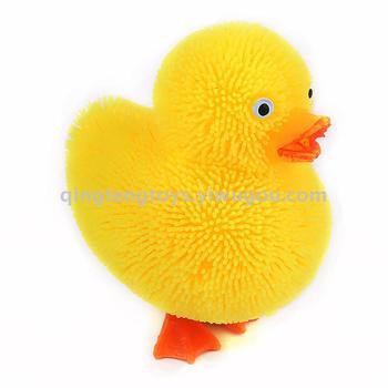 Aliexpress hot sale Glitter tpr soft rubber Yellow Duck fluffy ball Easter holiday gift Luminous duck toy thumbnail