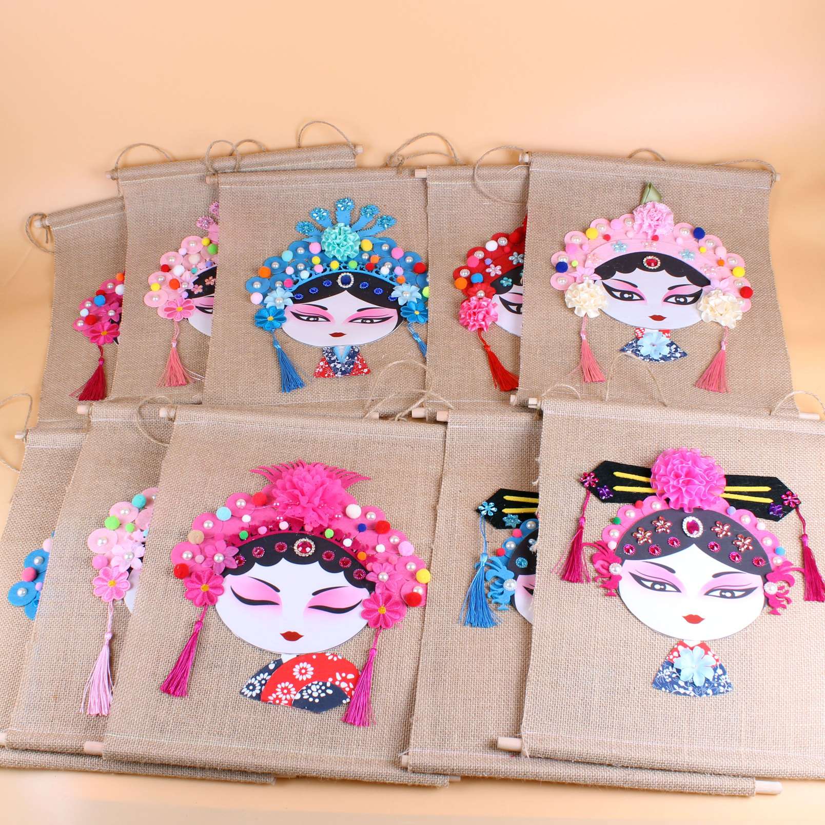 Peking Opera face hanging decorations decorate the hallway of the kindergarten classroom thumbnail