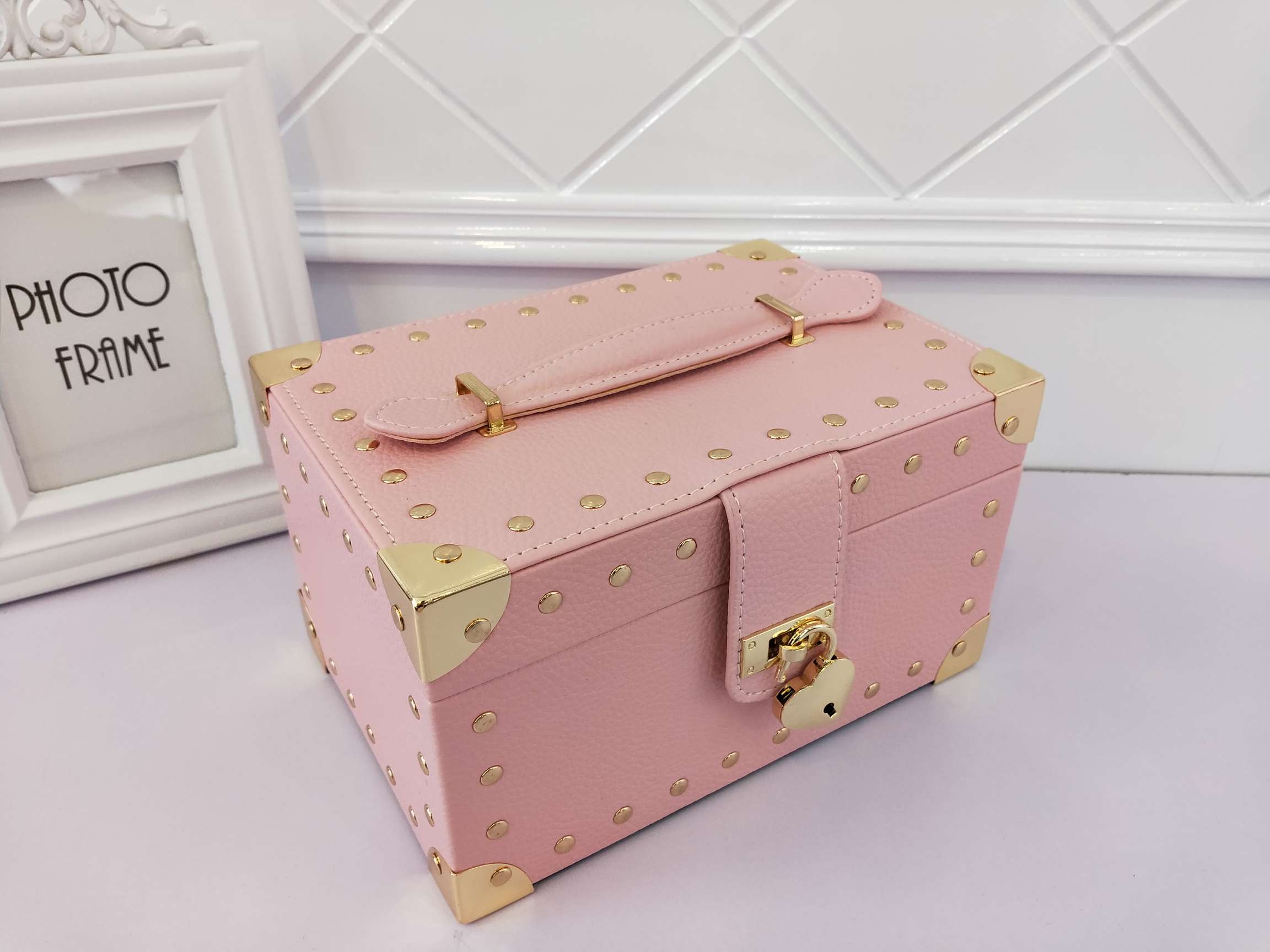 Jinqi double-layer jewelry box, watch ring, necklace, leather storage box, multi-functional jewelry box, new A214 undefined