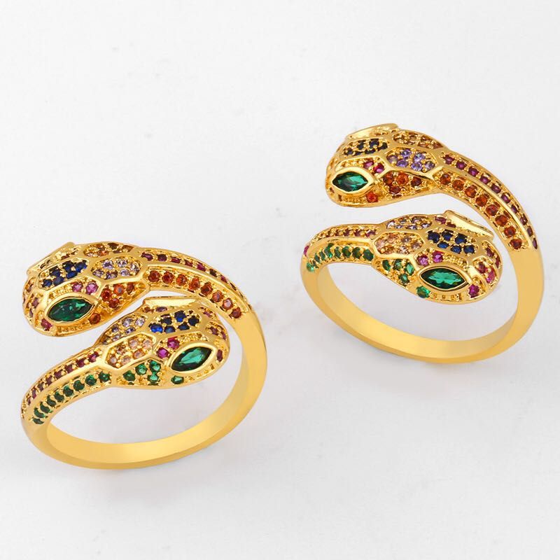 Korean fashionable and elegant snake-head opening ring for women, Japanese and Korean trendsetters, adjustable and personalized index finger ring women
