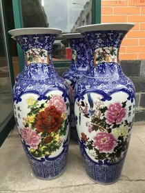 Height: 90cm Blue and white flower vase