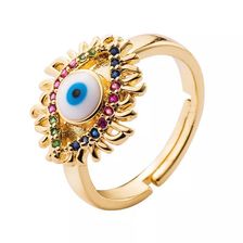 眼睛戒指镶钻个性时尚创意太阳纹眼睛指环