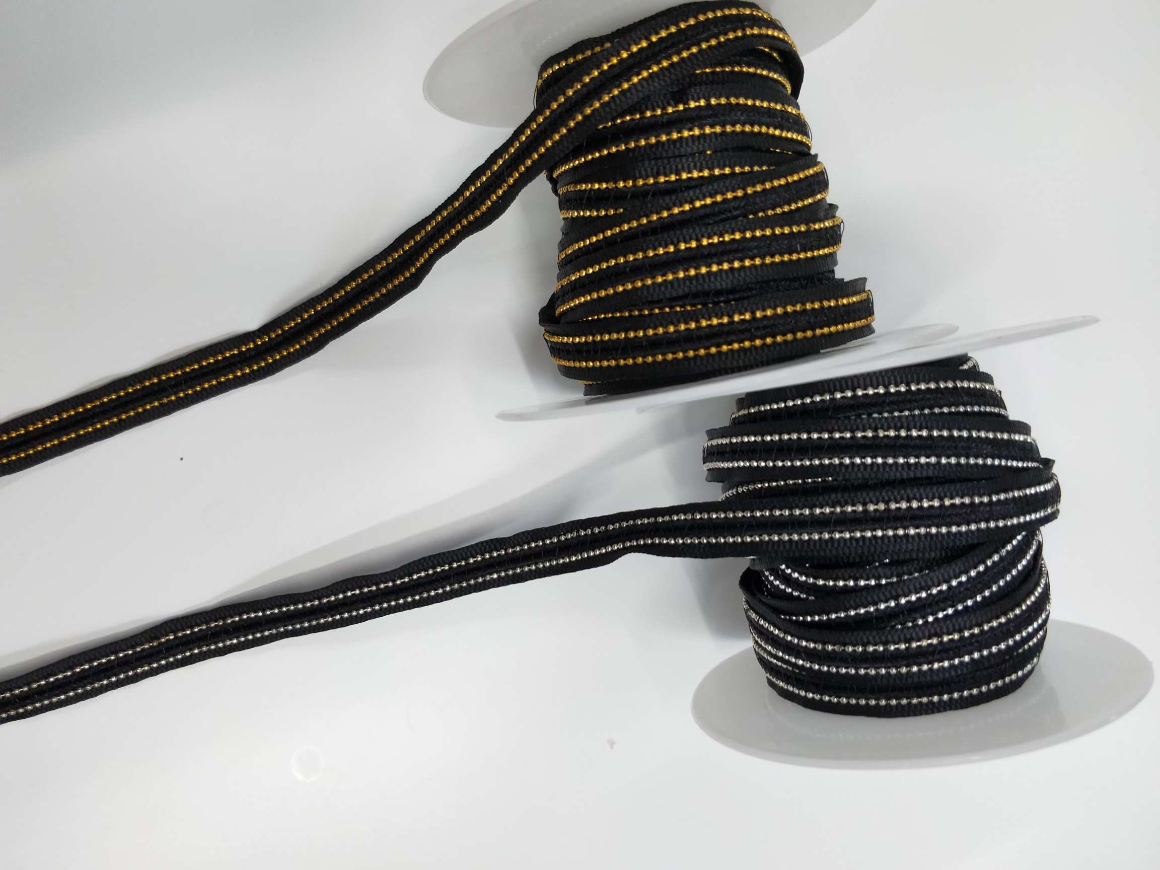 [缘织绣]辅料  黑色织带 银色链条 金银线带可用缝纫  服装辅料 工艺品  头饰  帽子  鞋子 布艺手工制作配饰