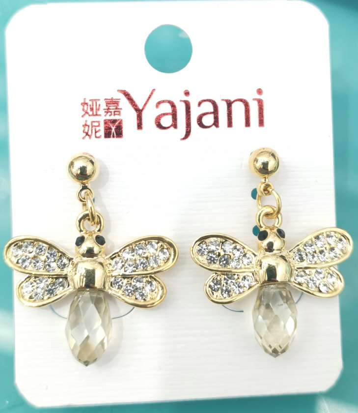 Crystal bees set with diamond versatile temperament earrings