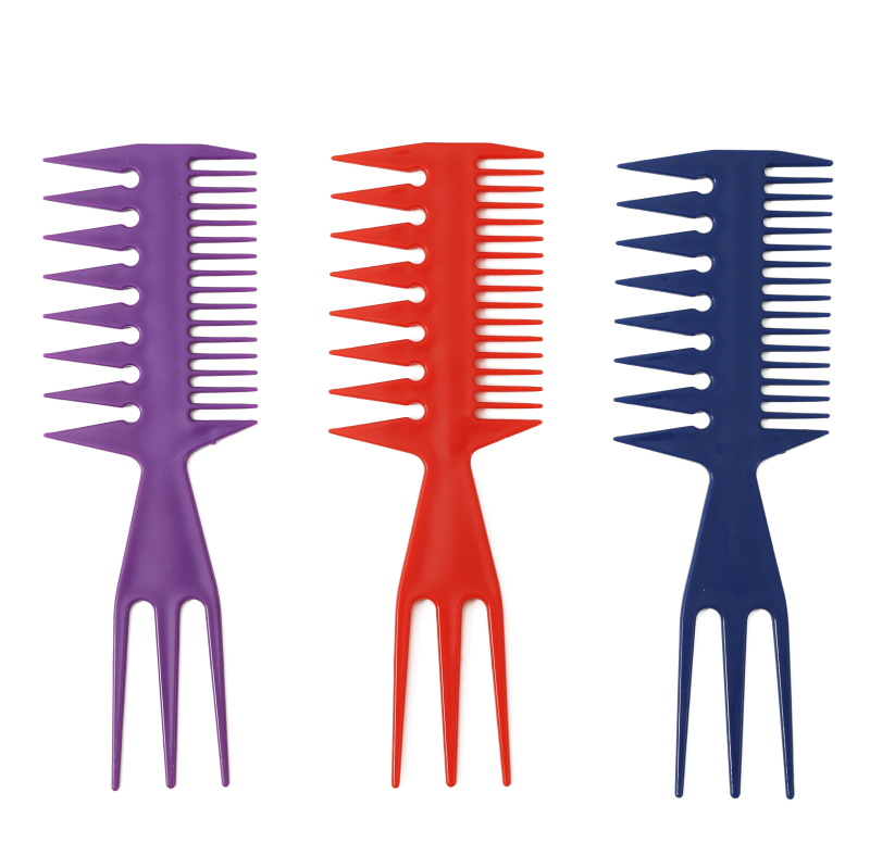 Factory direct sales of flat combs, professional hairdressing combs, flat combs, hair styling combs, oil-cut combs, colored plastic combs, three-in-one wide-toothed combs Item Picture