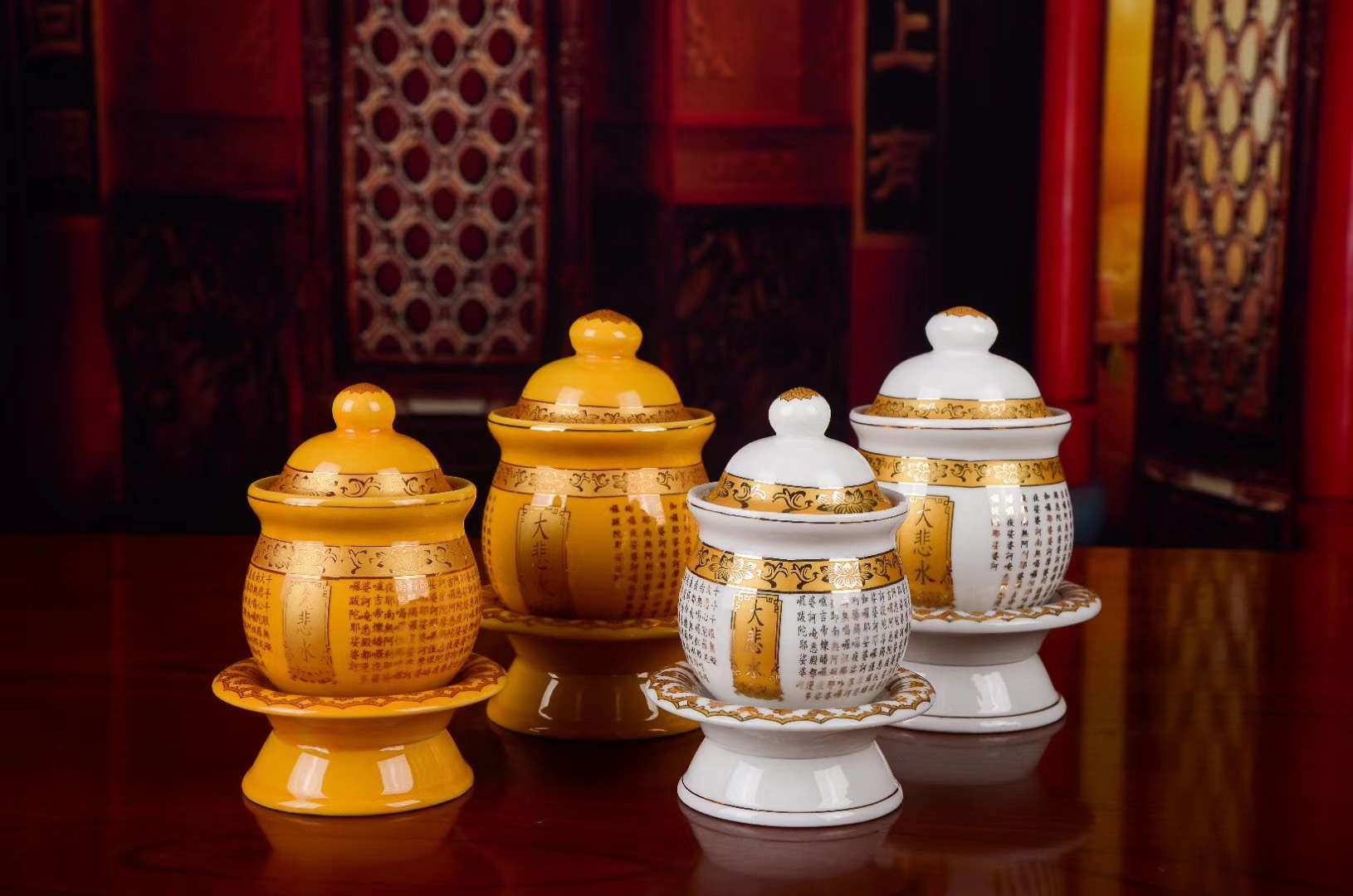 Auspicious Buddhist utensils: 3-inch and 4-inch Great Compassion water cups details Picture