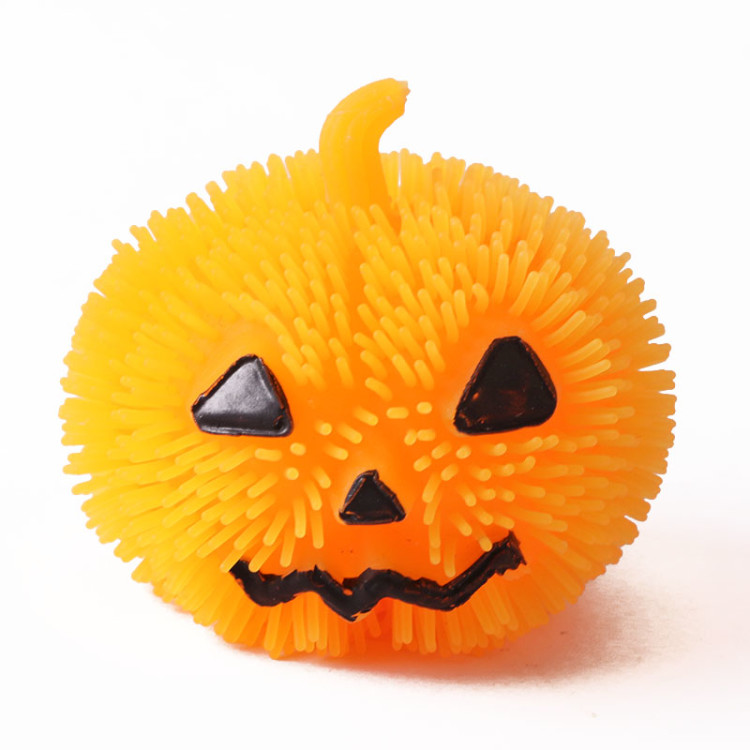 Halloween jack-o '-lantern Furry ball pumpkin Halloween cute yo-yo jack-o' -lantern tpr soft glue glow toy thumbnail