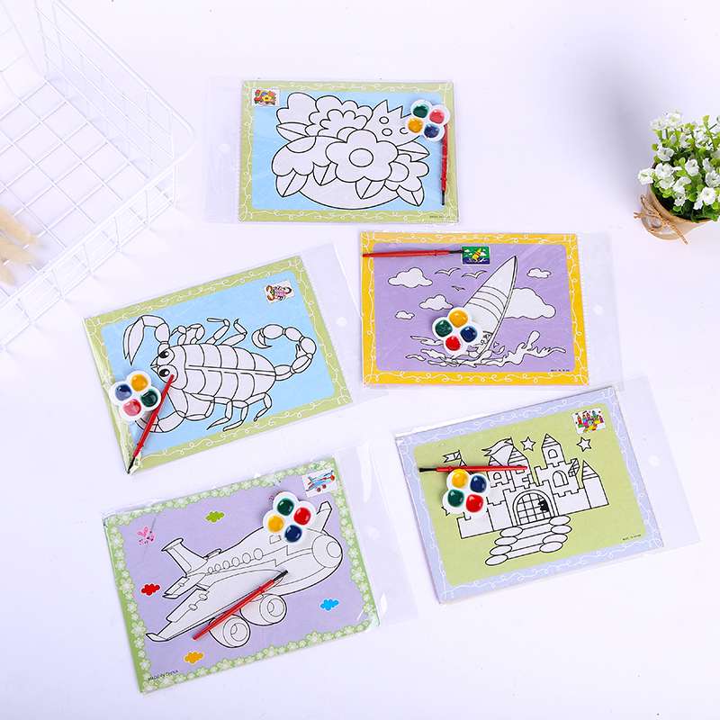 小号小4色水彩画细节图