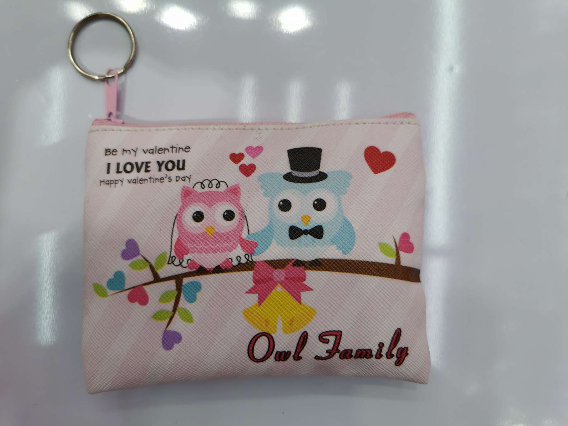Owl pattern purse with ten key rings thumbnail