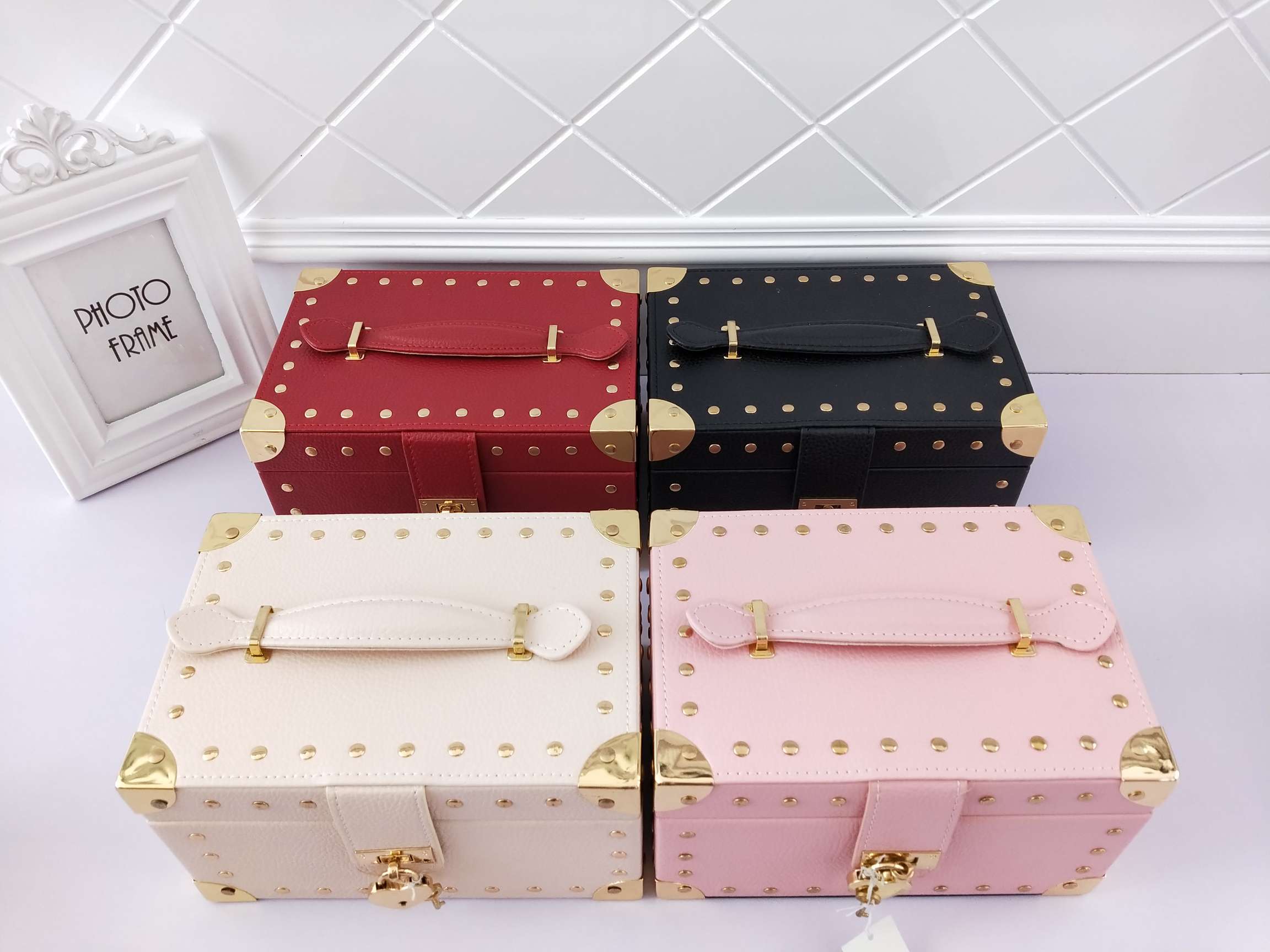 Jinqi double-layer jewelry box, watch ring, necklace, leather storage box, multi-functional jewelry box, new A214 undefined