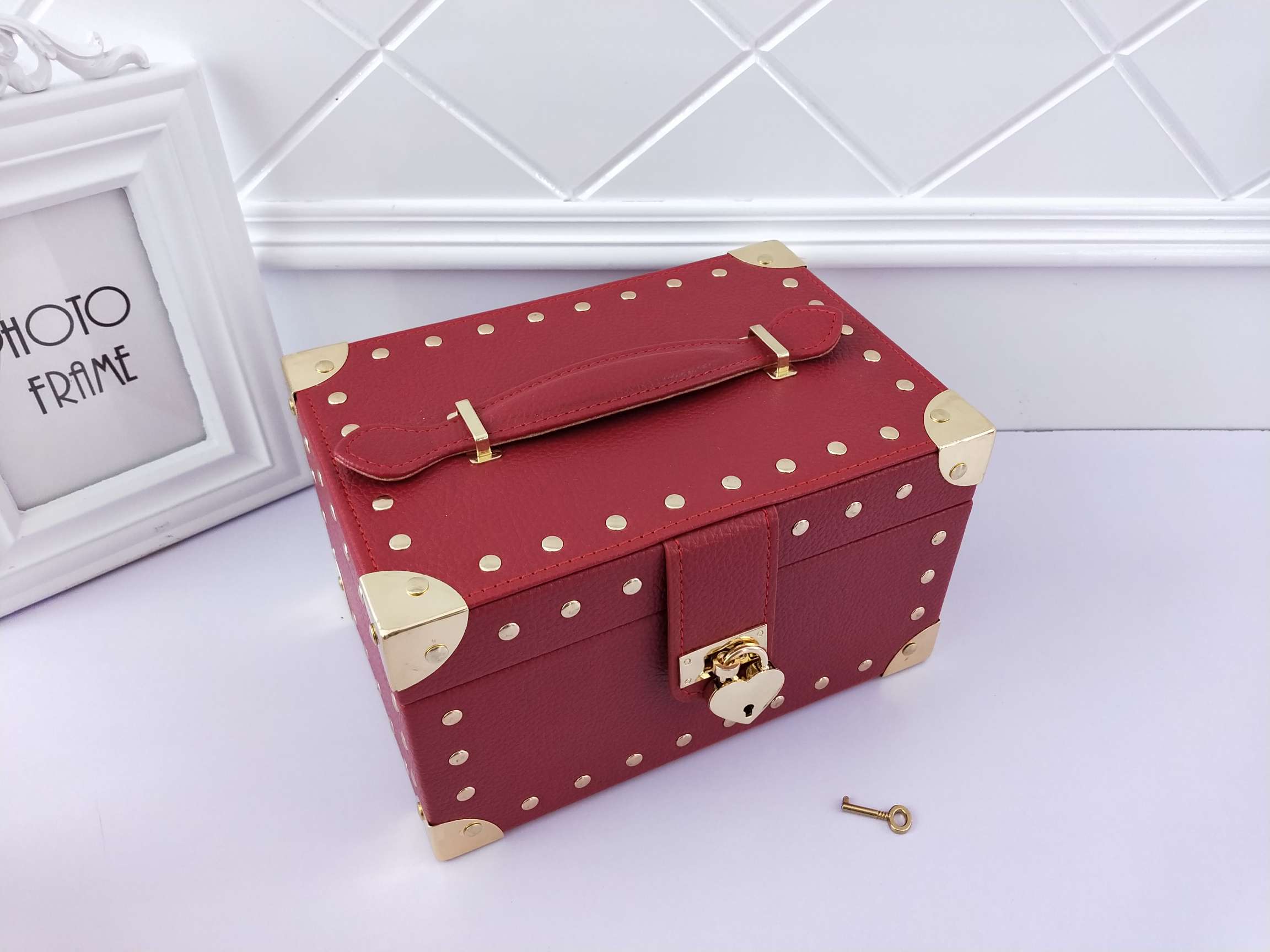 Jinqi double-layer jewelry box, watch ring, necklace, leather storage box, multi-functional jewelry box, new A214 undefined