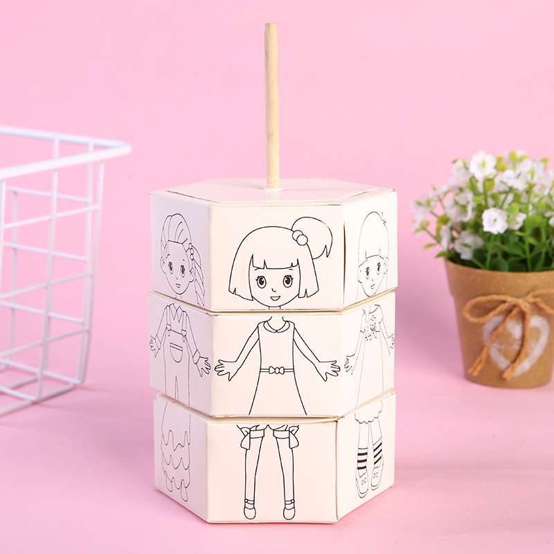 旋转换装水彩画白底实物图