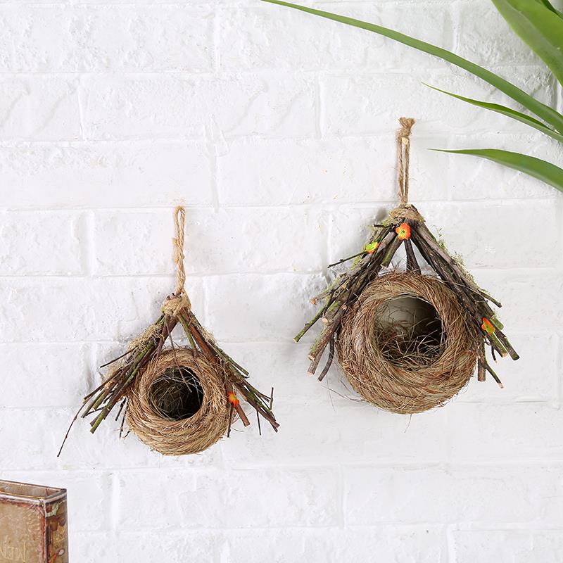 Original ecological forest tree branches and grass woven bird nests