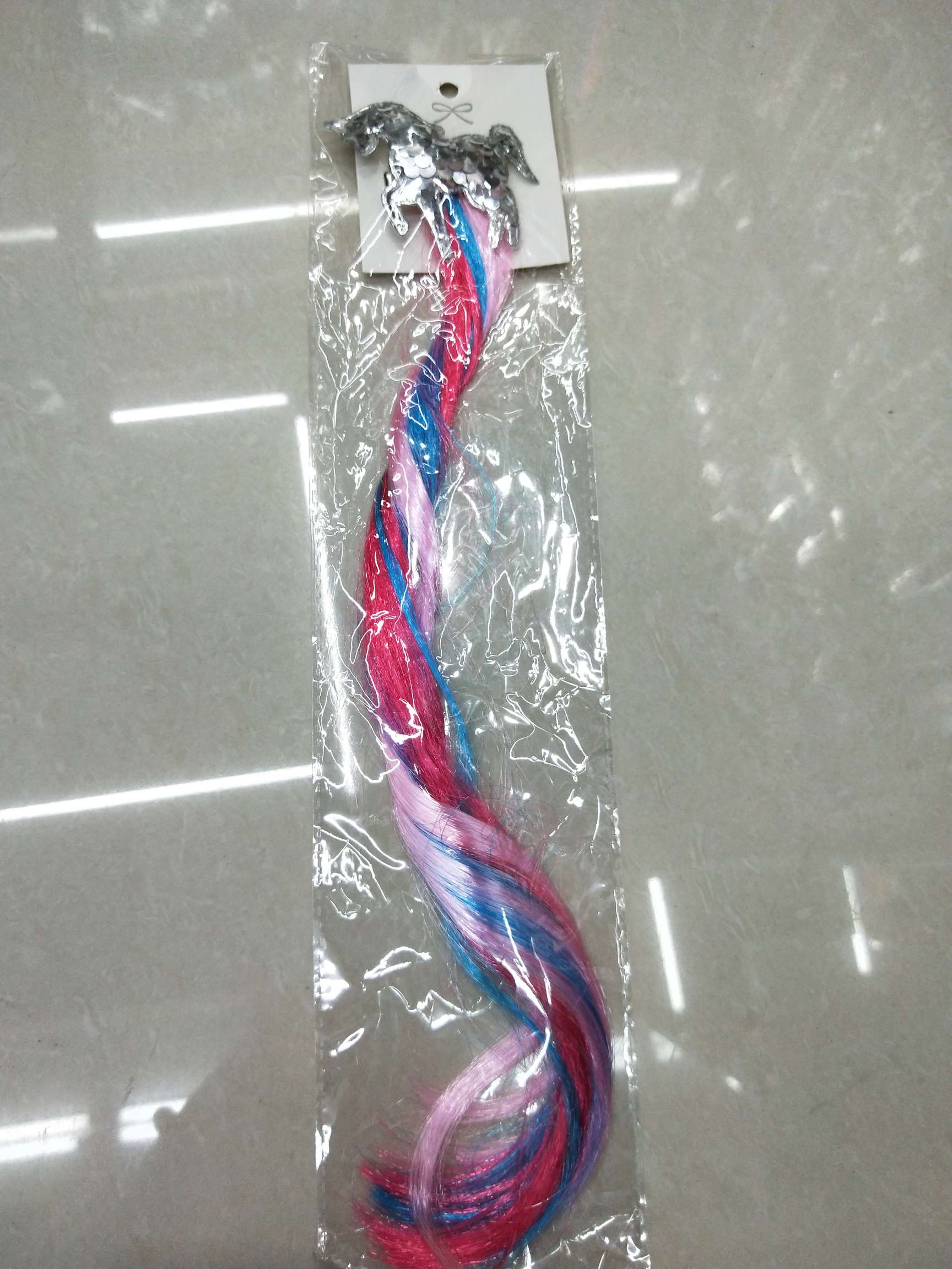 Children hairpin with wig colorful mixed color big wavy curly hair cute pony accessories hairpin thumbnail