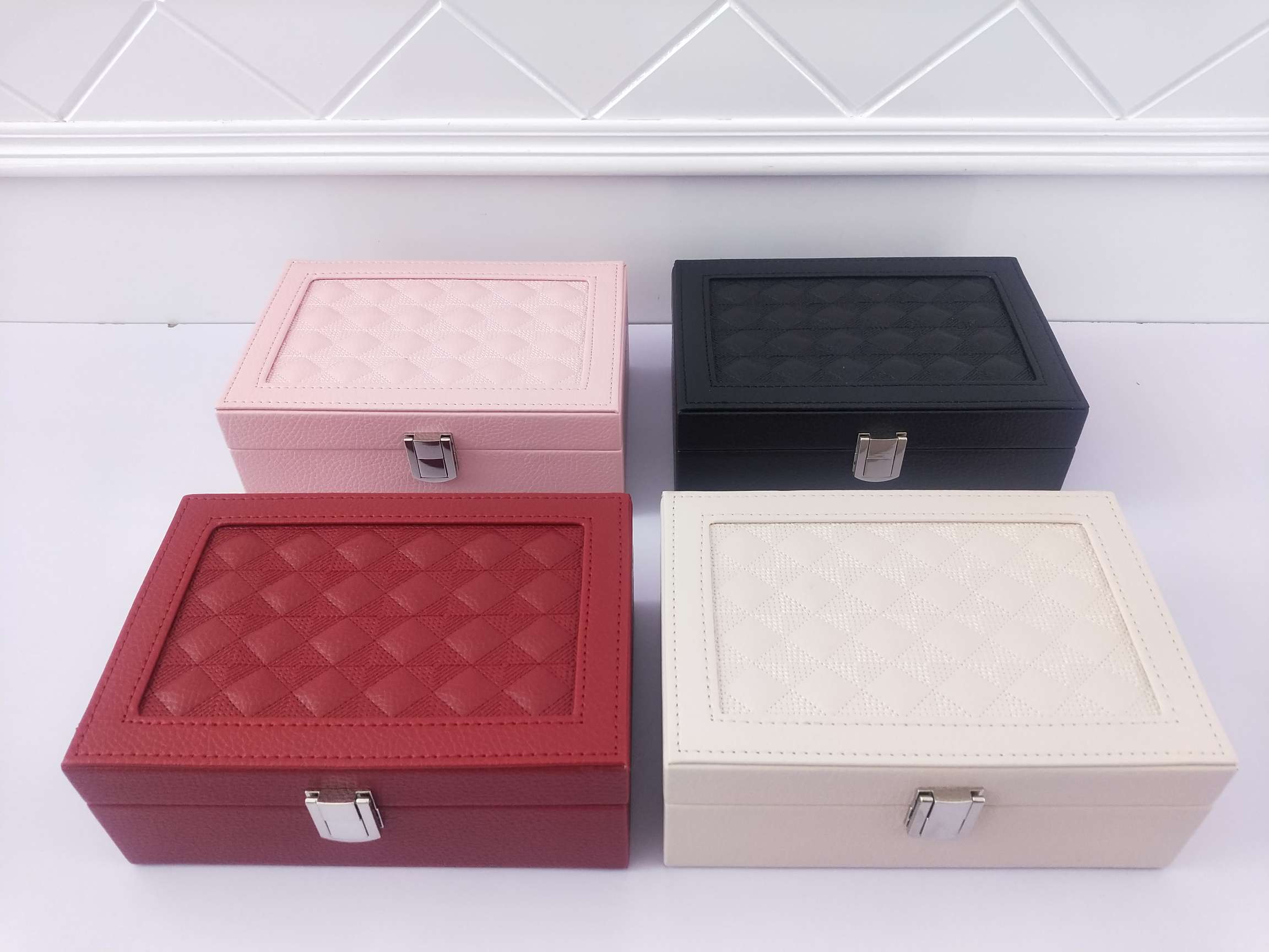 Jinqi Portable single-layer jewelry box, Ring, necklace, leather storage box, multi-functional jewelry box, new A-228-A