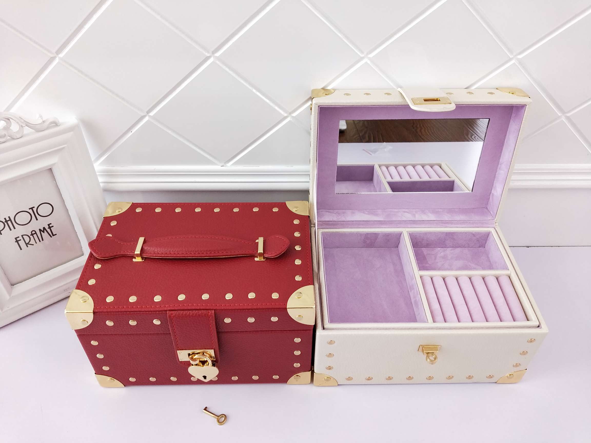 Jinqi double-layer jewelry box, watch ring, necklace, leather storage box, multi-functional jewelry box, new A214 undefined