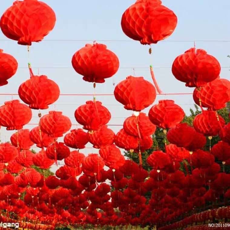 Raise the red lanterns a series of honeycomb red lanterns plastic paper lanterns festival celebration wedding thumbnail