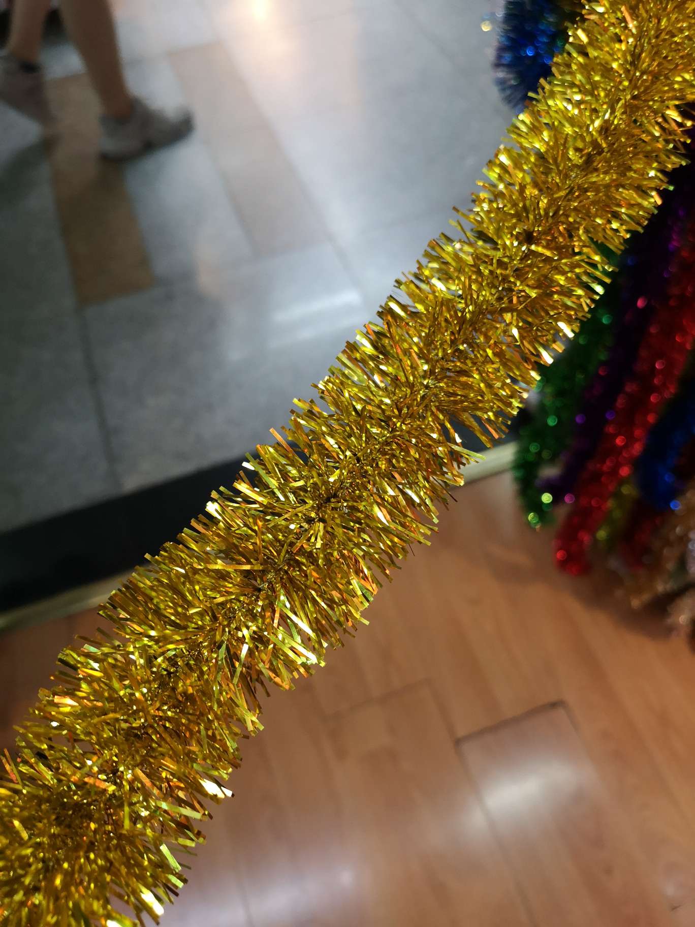 Christmas ribbons, golden in color, can be mixed