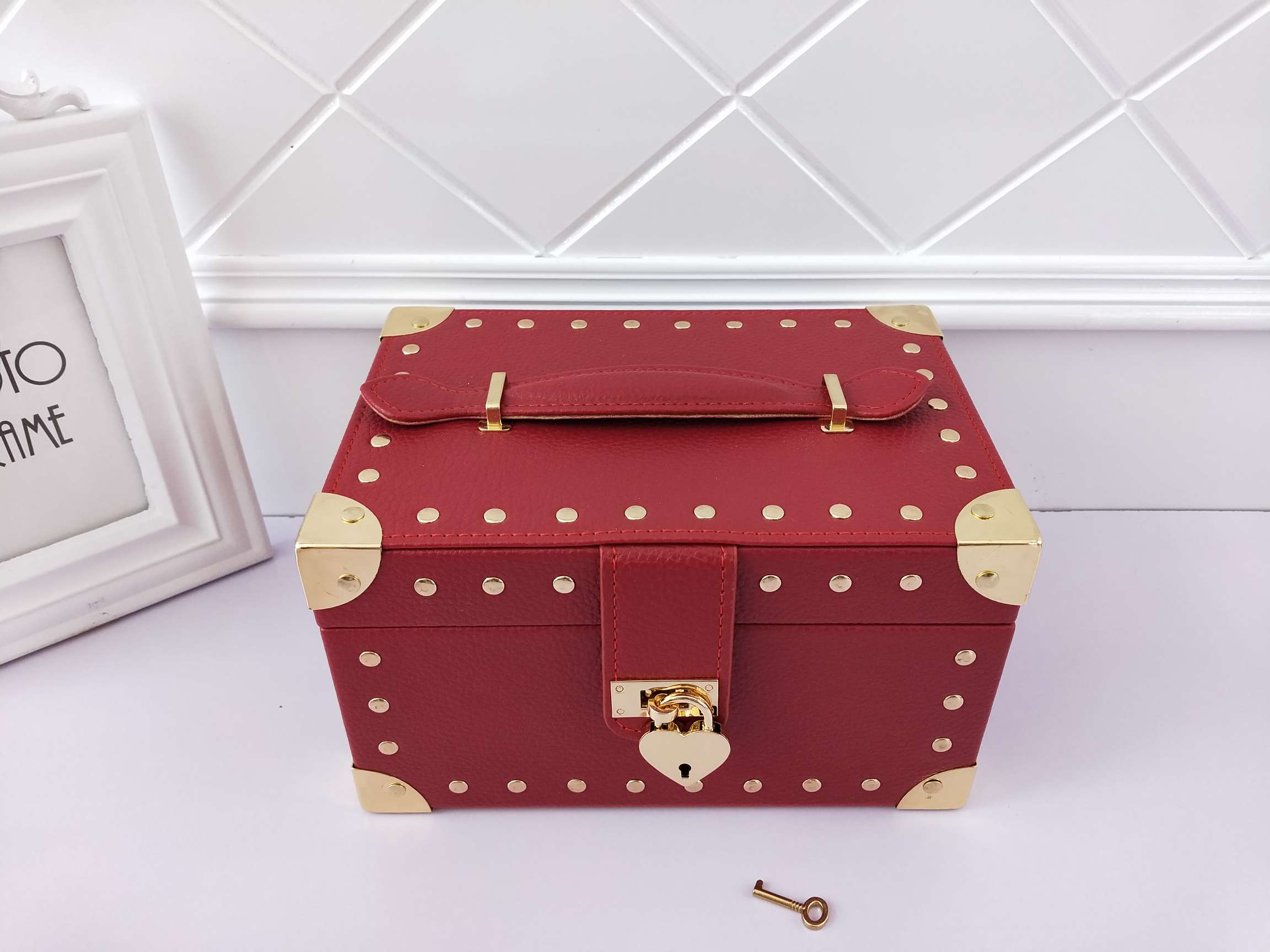 Jinqi double-layer jewelry box, watch ring, necklace, leather storage box, multi-functional jewelry box, new A214 Specification image