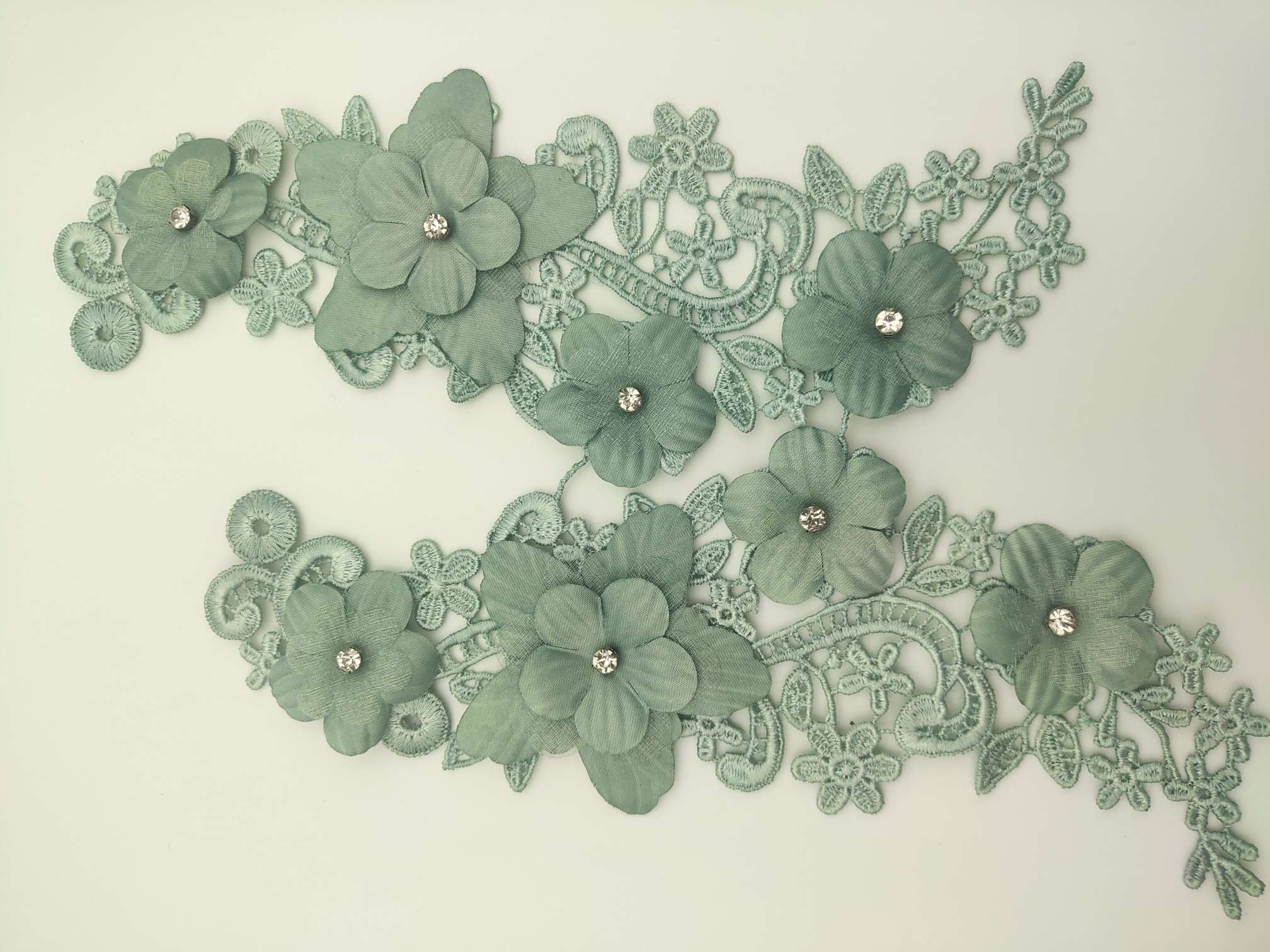 Polyester-polyester double-flower hand-stitched beaded flower clothing accessories, DIY collar flower wedding dress decoration 1-6 undefined