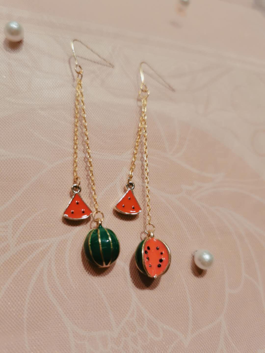 The new cartoon cute watermelon earrings of 2020 is a unique summer trend for girls thumbnail