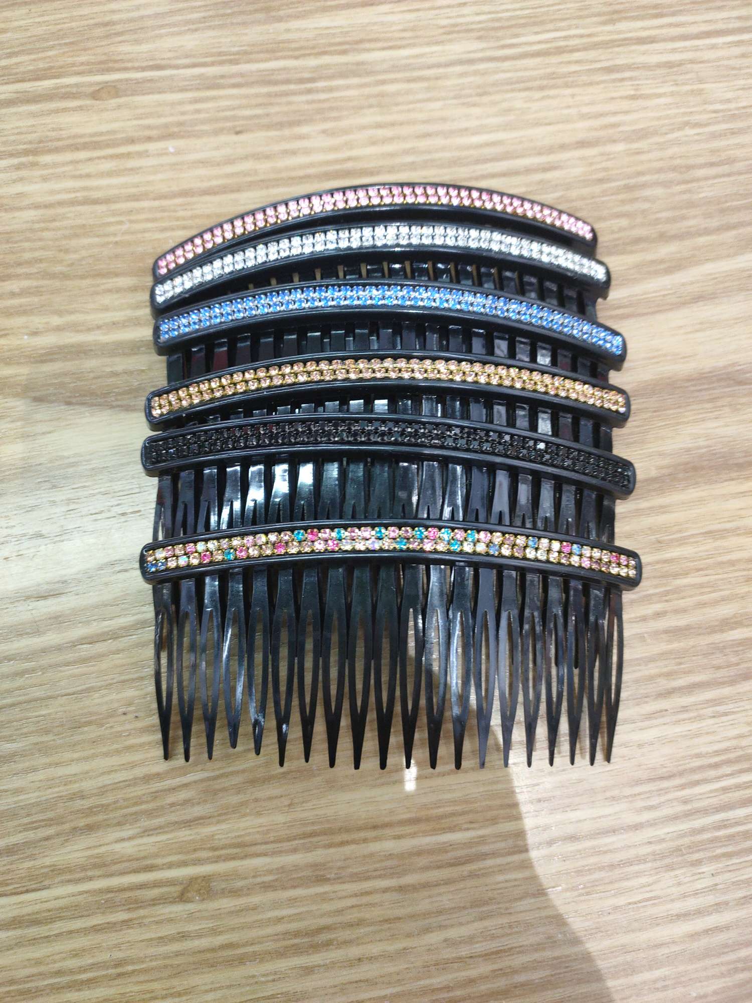 Rhinester Female Adult Hair Comb Two Row Drill 20 Teeth Female Hairpin Crystal Plastic Tooth Medium Comb