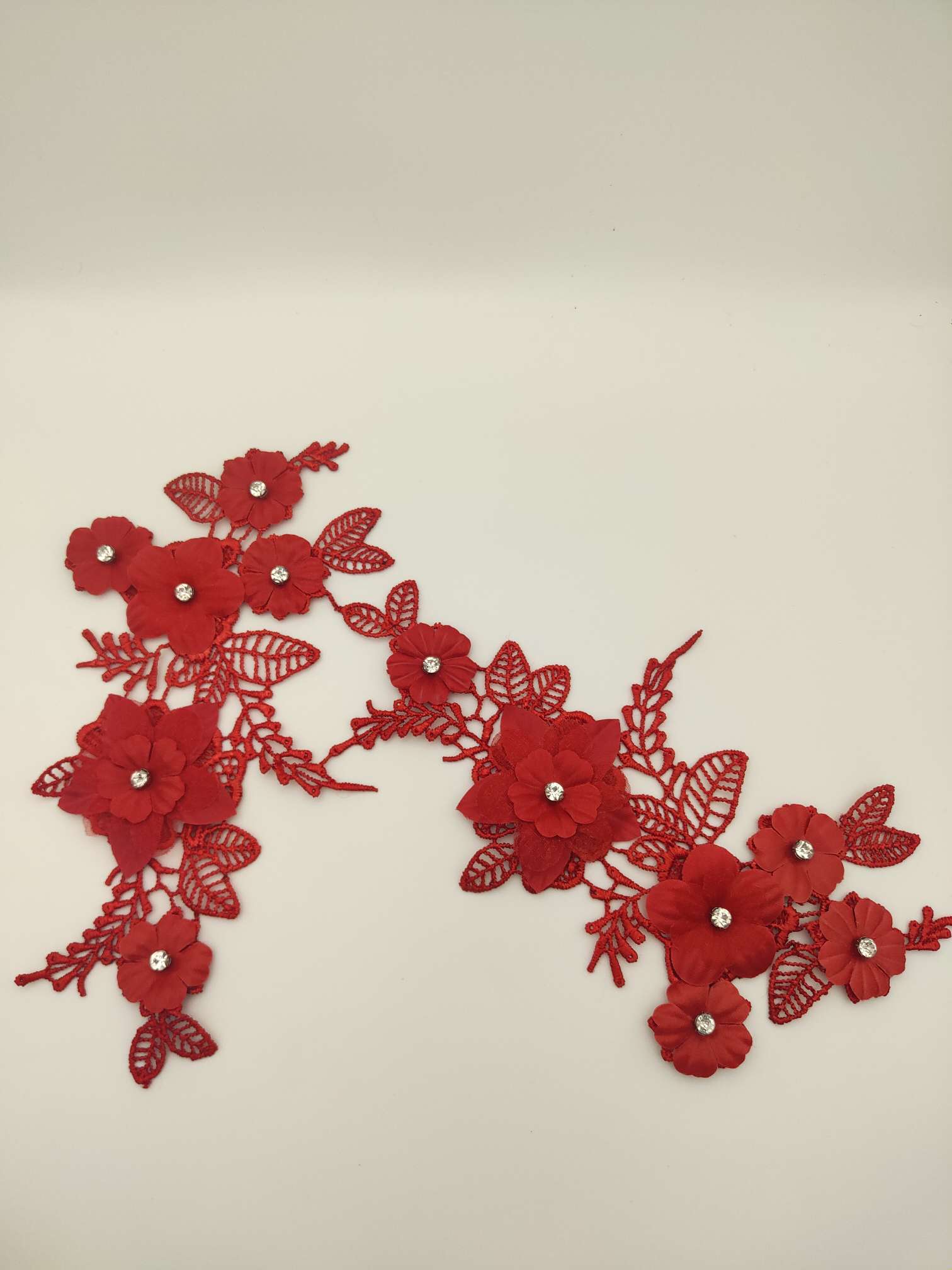 Polyester-polyester double-flower hand-stitched beaded flower clothing accessories, DIY collar flower wedding dress decoration 1-7 details Picture