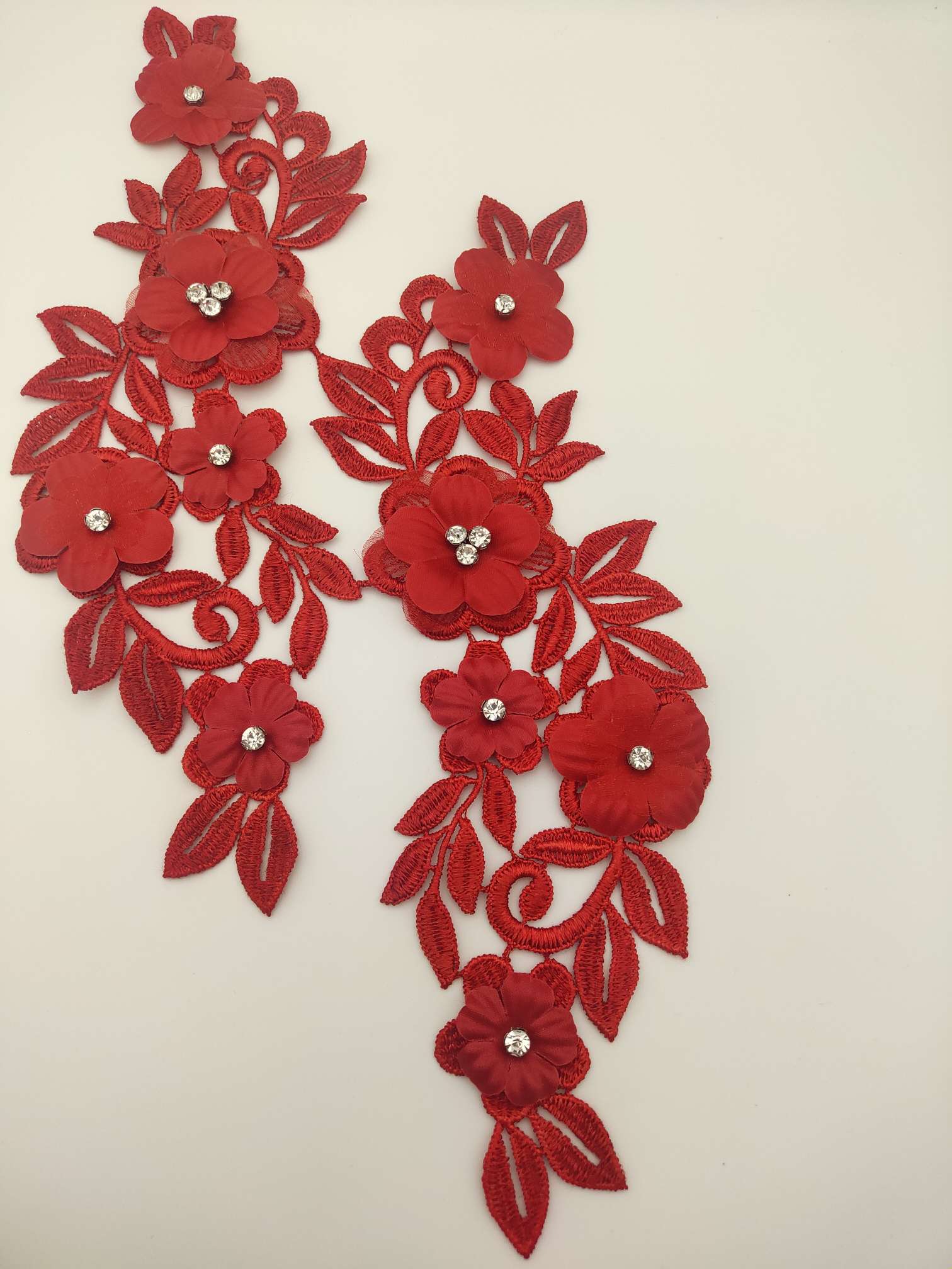 Polyester-polyester double-flower hand-stitched beaded flower clothing accessories, DIY collar flower wedding dress decoration 1-3 undefined