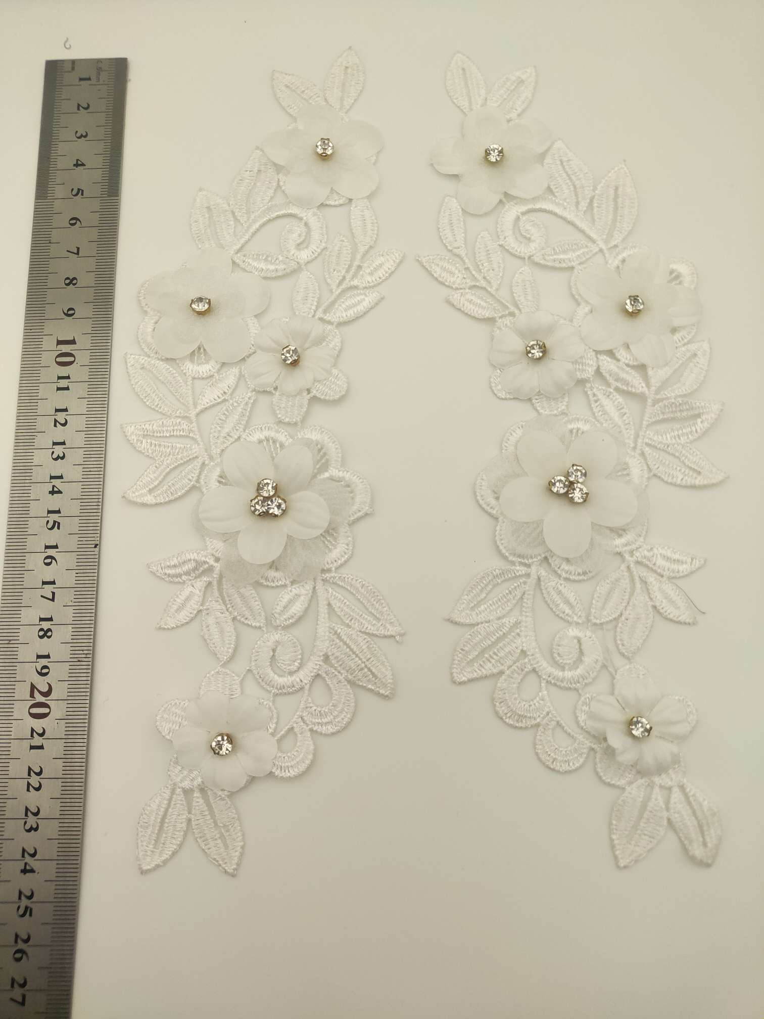 Polyester-polyester double-flower hand-stitched beaded flower clothing accessories, DIY collar flower wedding dress decoration 1-4
