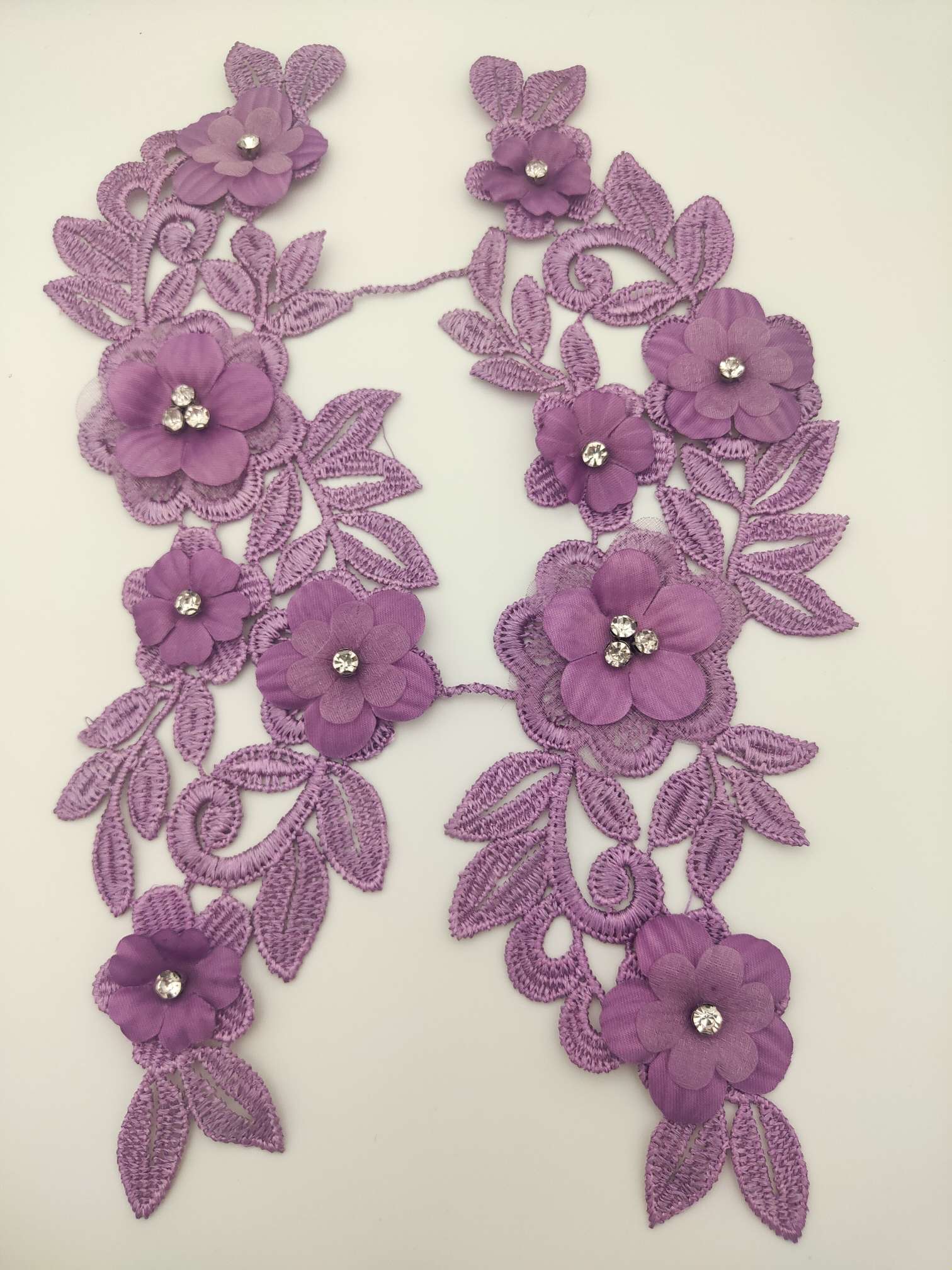 Polyester-polyester double-flower hand-stitched beaded flower clothing accessories, DIY collar flower wedding dress decoration 1-3 undefined